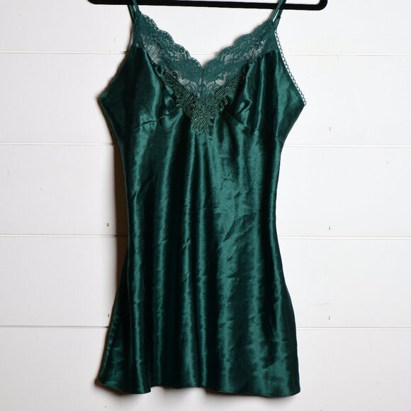 90's Teal Green Victoria's Secret Chemise with Lace - Picture 4 of 8